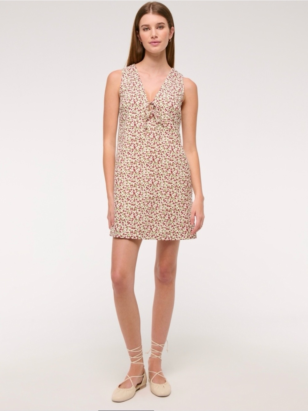 Abercrombie & Fitch Cream Mini Dress with Red Strawberry Print